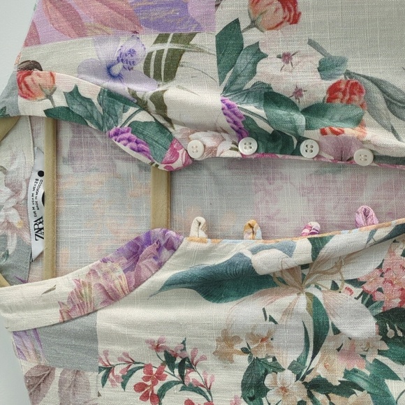 Zara Floral linen button down Spring floral Multicolor Dress blogger's favorite - Picture 6 of 10